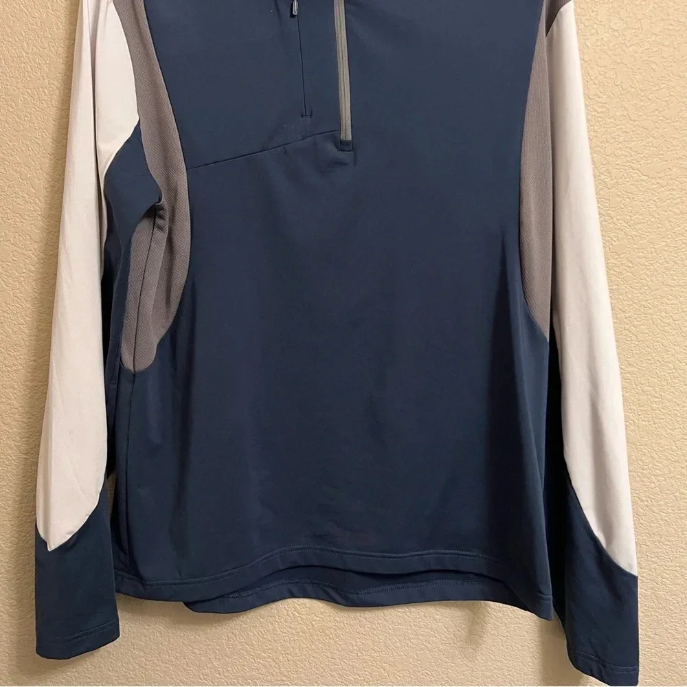 Sunice Golf Pullover Mens Large Blue White Otaki Mid Layer 1/4 Quarter Zip